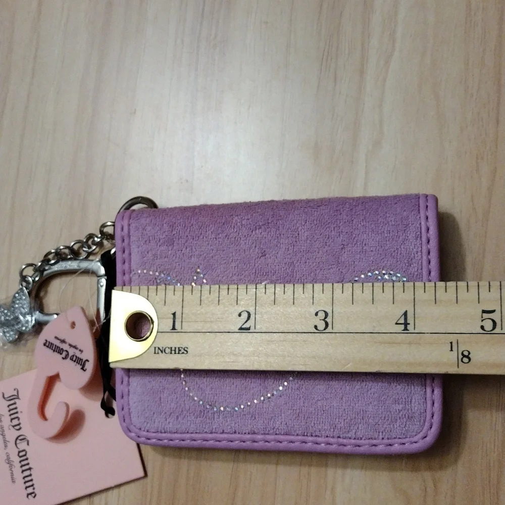 Juicy Couture Violet Tulle Wing It Card Case with Heart Charm Key Fob 🦋✨ 🆕
